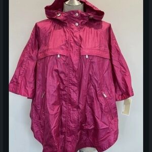 New Michael Kors Fuchsia Hooded Cape Rain Jacket